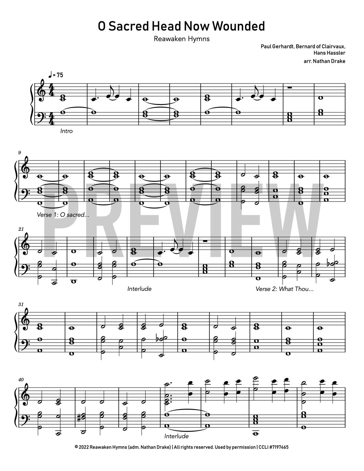 O Sacred Head Now Wounded - Piano Sheet Music