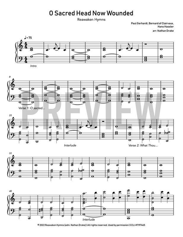 O Sacred Head Now Wounded - Piano Sheet Music
