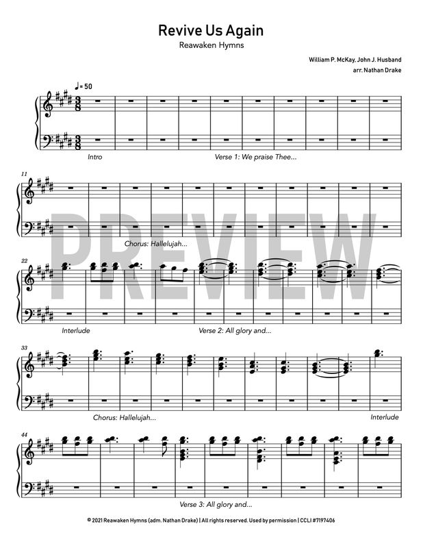 Revive Us Again - Piano Sheet Music