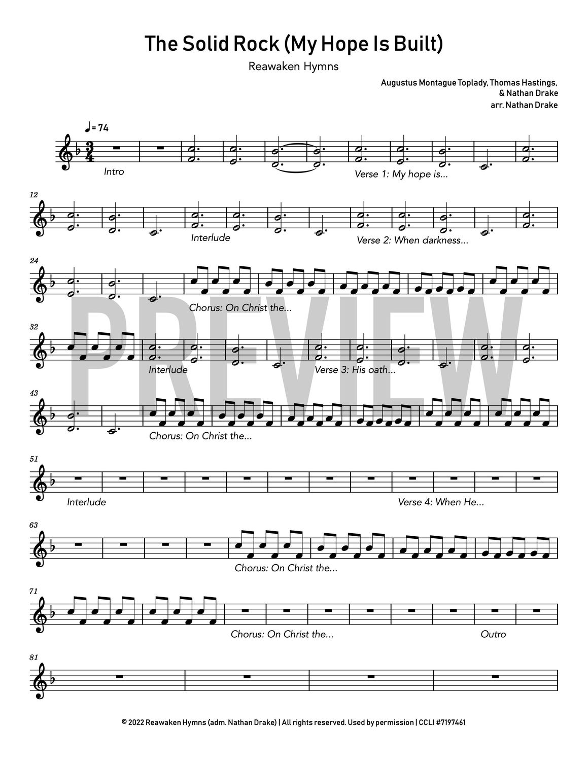 The Solid Rock (My Hope is Built) - Piano Sheet Music