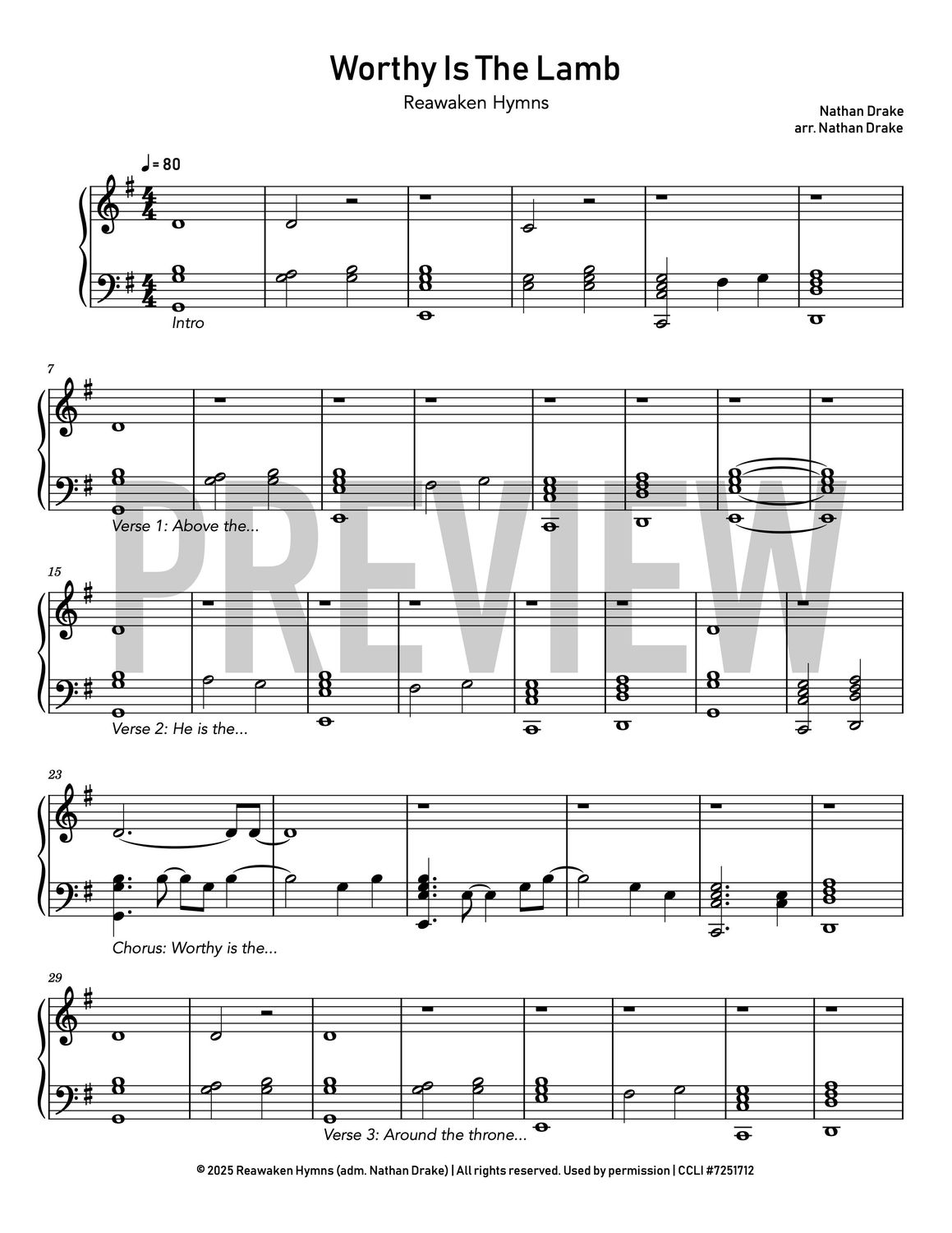 Worthy Is The Lamb - Piano Sheet Music