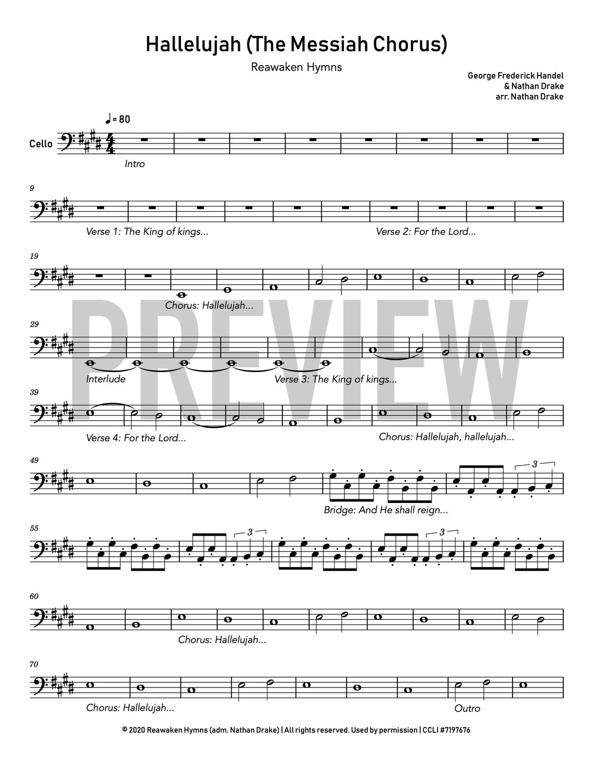 Hallelujah (The Messiah Chorus) - Cello Sheet Music