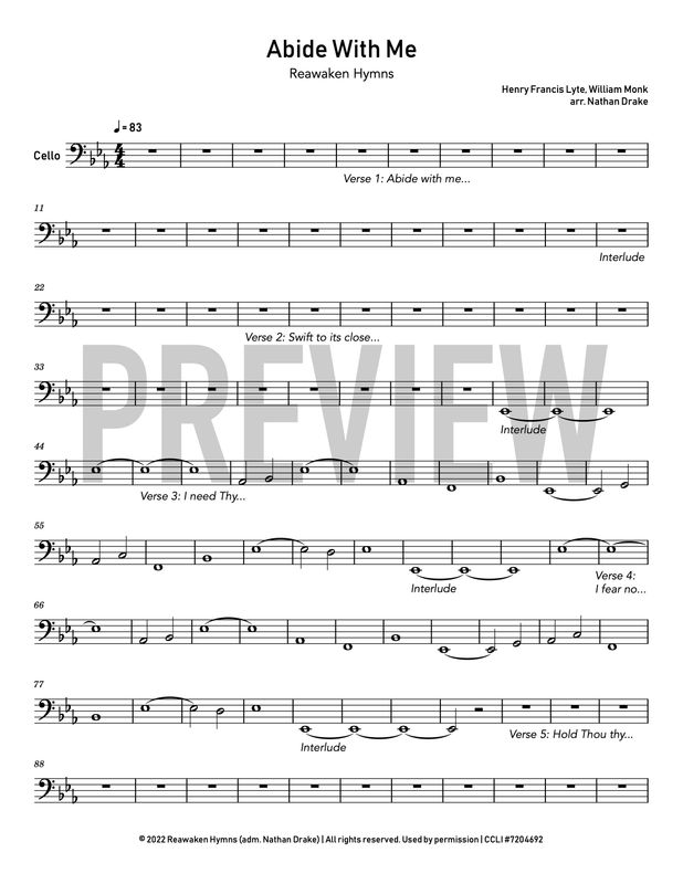 Abide With Me - Cello Sheet Music