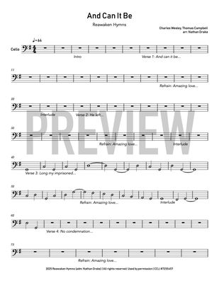 And Can It Be - Cello Sheet Music