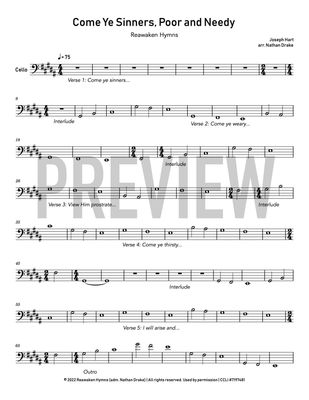 Come Ye Sinners, Poor and Needy - String Sheet Music (2 parts)