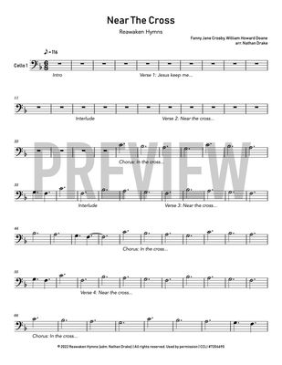 Near the Cross - Cello Sheet Music (2 Parts)