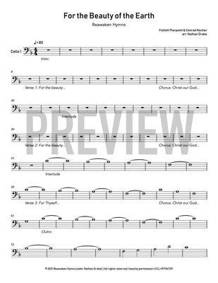 For the Beauty of the Earth - Cello Sheet Music (2 parts)