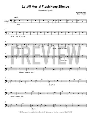 Let All Mortal Flesh Keep Silence - Cello Sheet Music (2 parts)