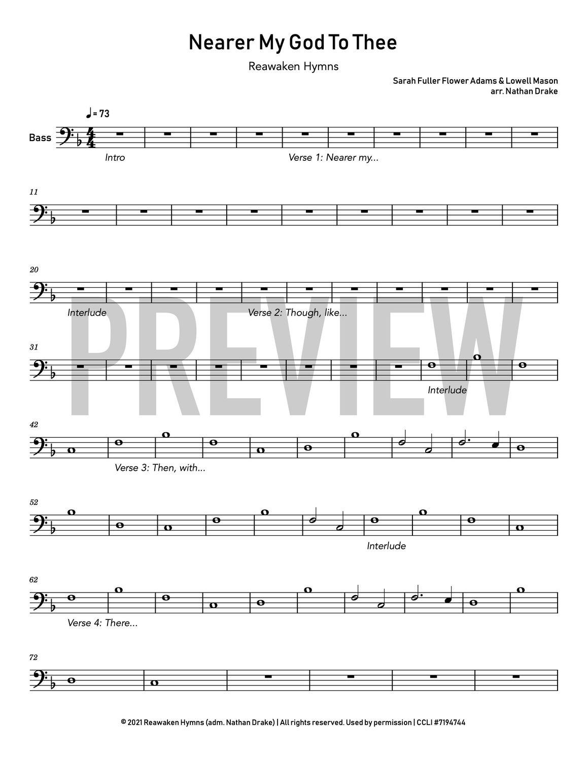 Nearer My God to Thee - Strings Sheet Music (2 parts)