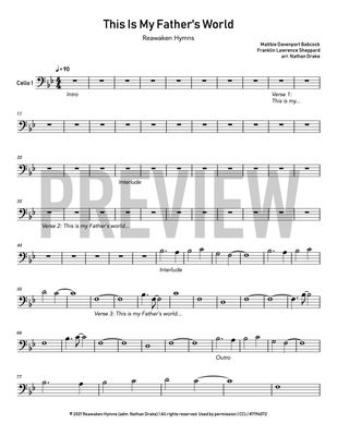 This Is My Father&#39;s World - Cello Sheet Music (2 parts)