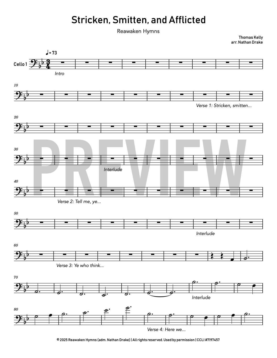 Stricken, Smitten, and Afflicted - Cello Sheet Music (2 parts)