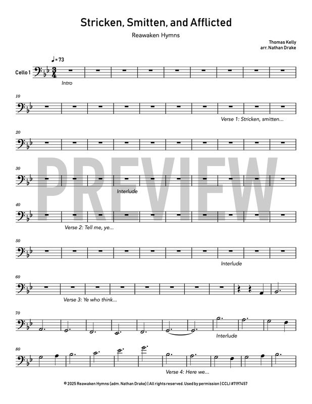 Stricken, Smitten, and Afflicted - Cello Sheet Music (2 parts)