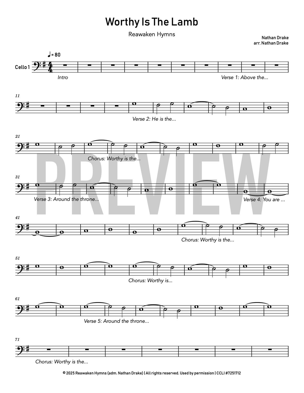 Worthy Is The Lamb - Cello Sheet Music