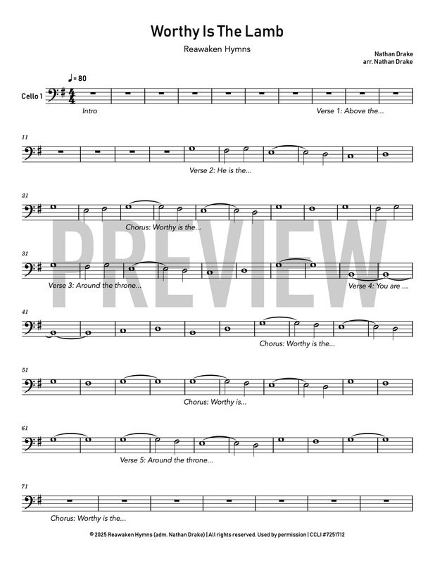 Worthy Is The Lamb - Cello Sheet Music