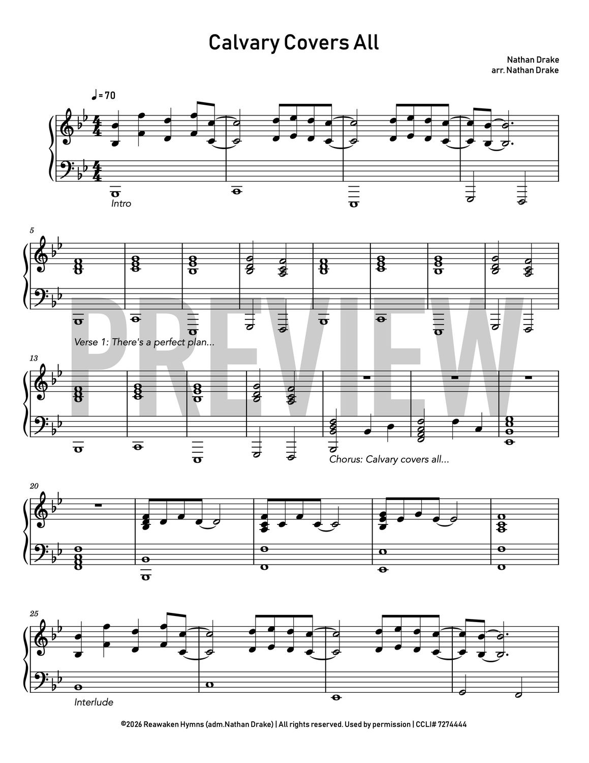 Calvary Covers All - Piano Sheet Music