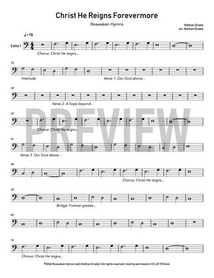 Christ He Reigns Forevermore - Cello Sheet Music
