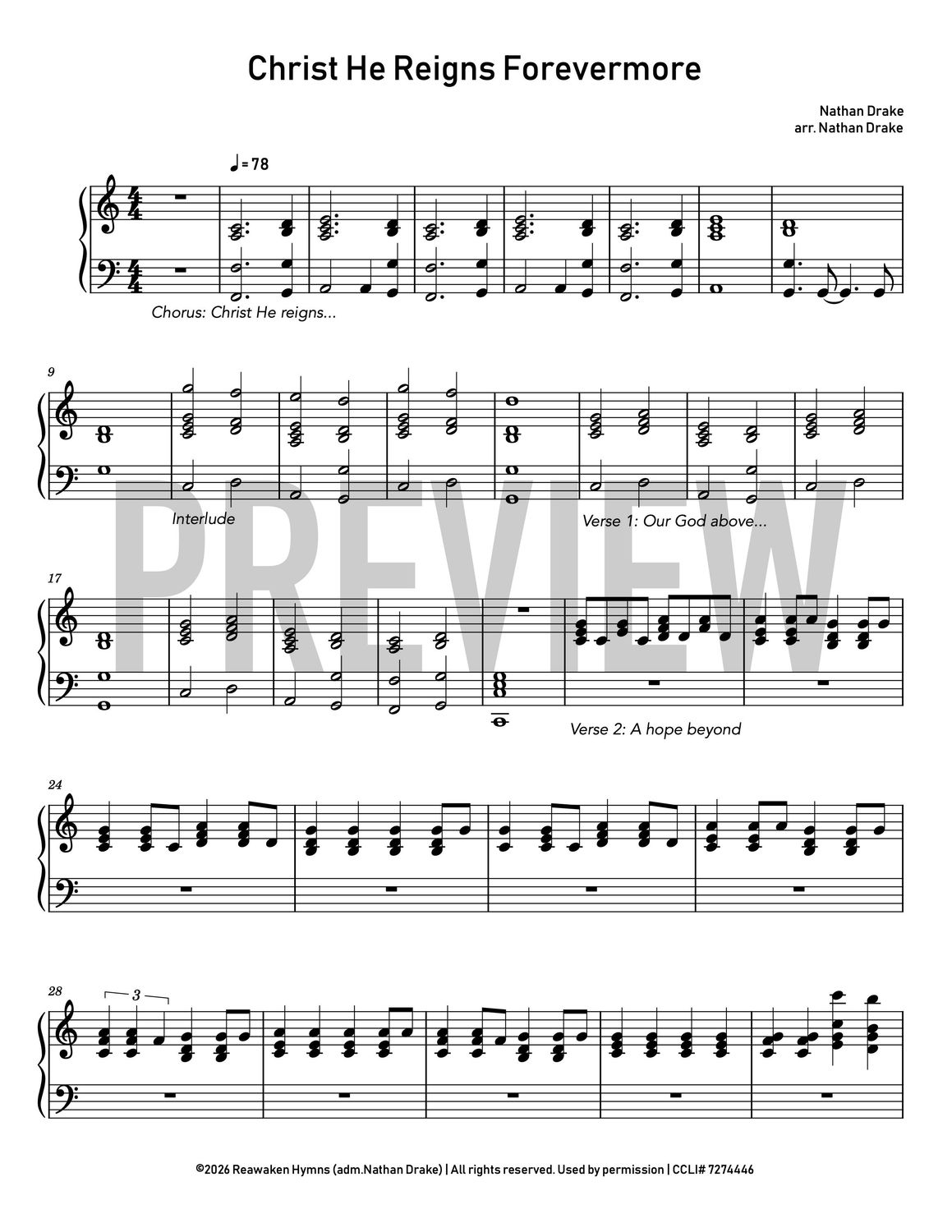 Christ He Reigns Forevermore - Piano Sheet Music