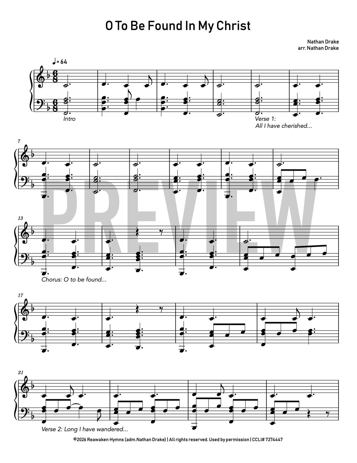 O to Be Found In My Christ - Piano Sheet Music