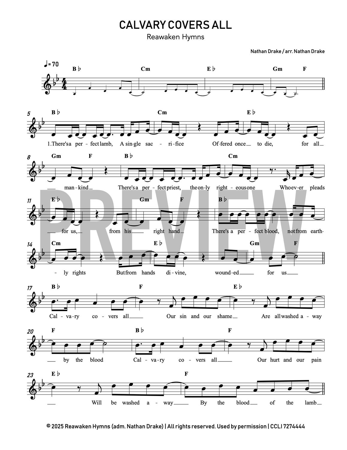 Calvary Covers All - Lead Sheet