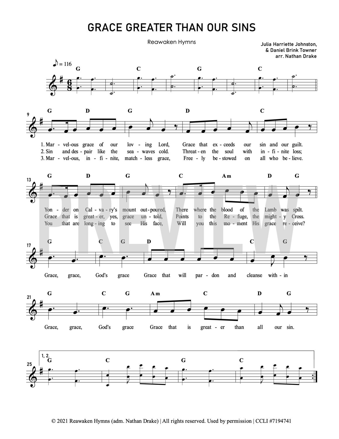Grace Greater Than Our Sin - Lead Sheet