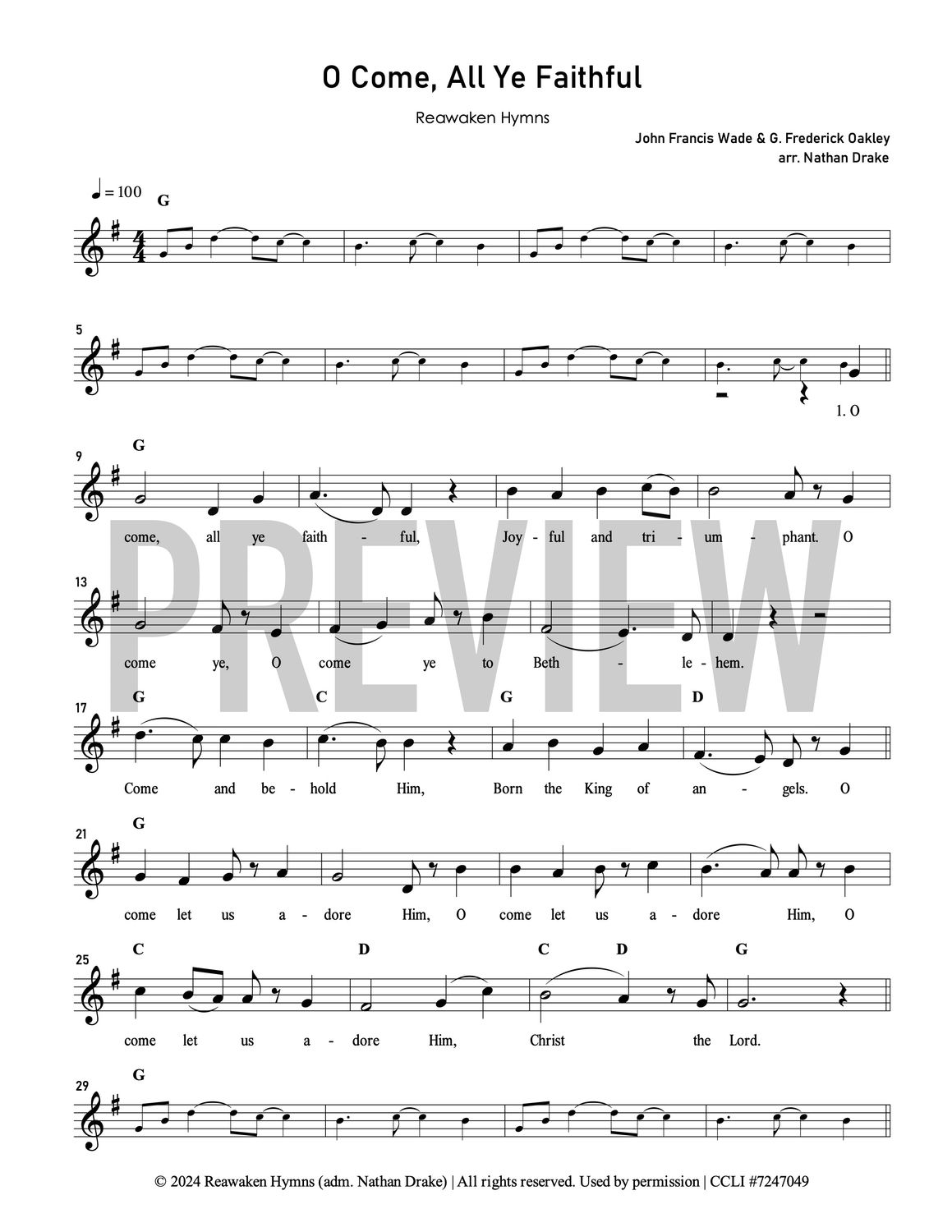 O Come All Ye Faithful (2024) - Lead Sheet