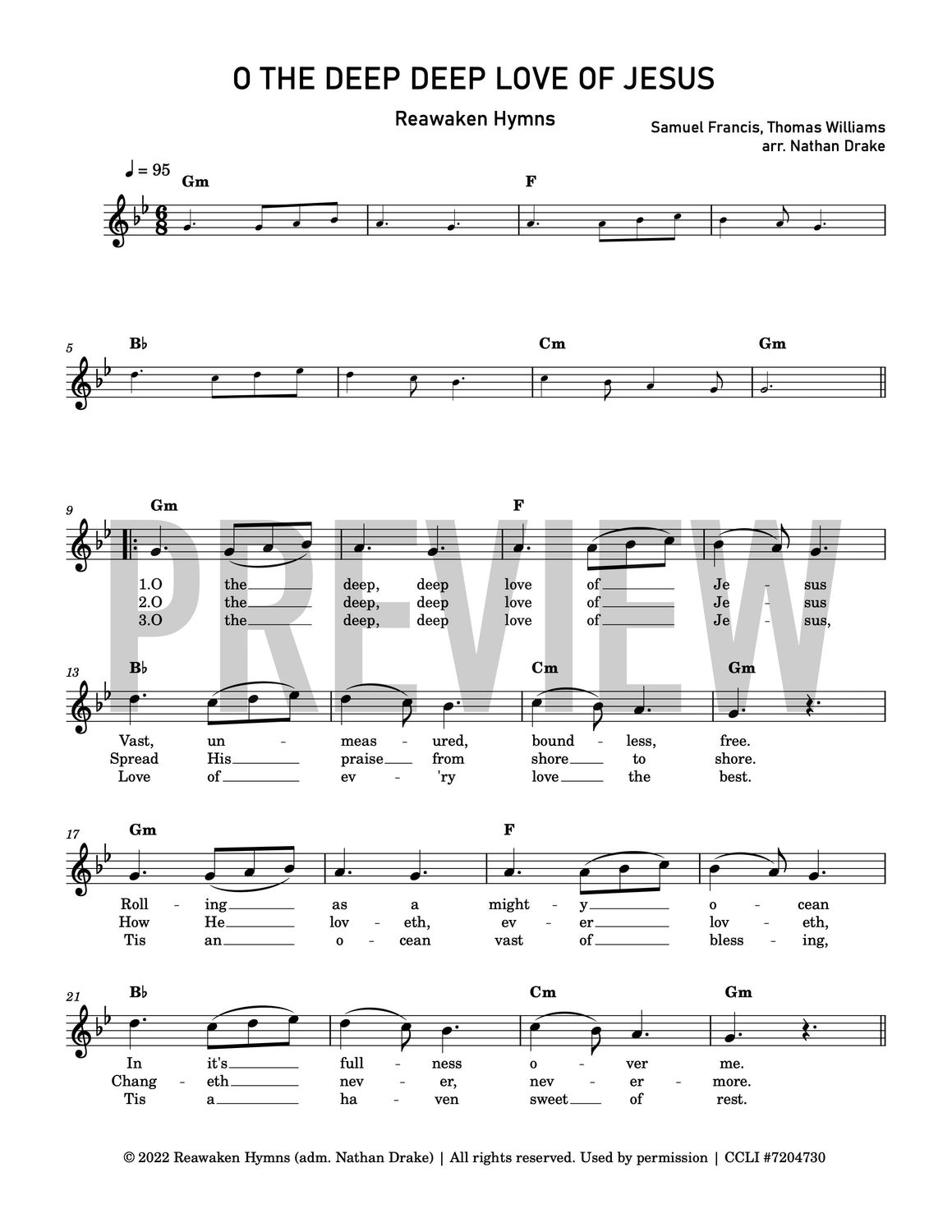 O the Deep Deep Love of Jesus - Lead Sheet