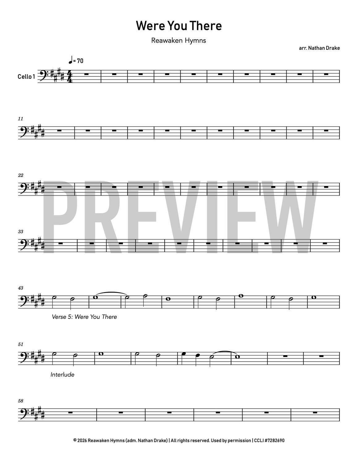 Were You There - Cello Sheet Music