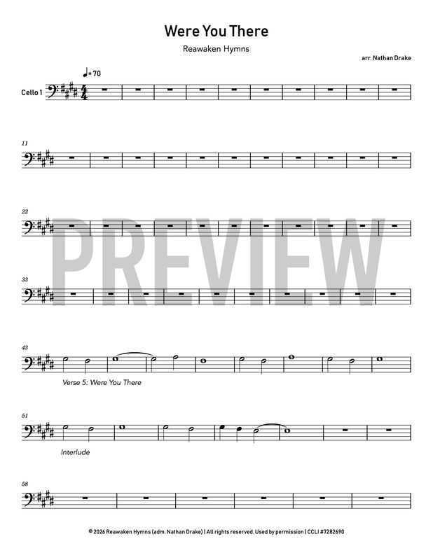 Were You There - Cello Sheet Music