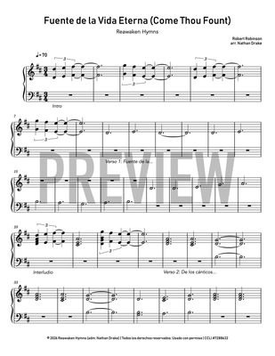 Fuente de la Vida Eterna (Come Thou Fount) - Piano Sheet Music