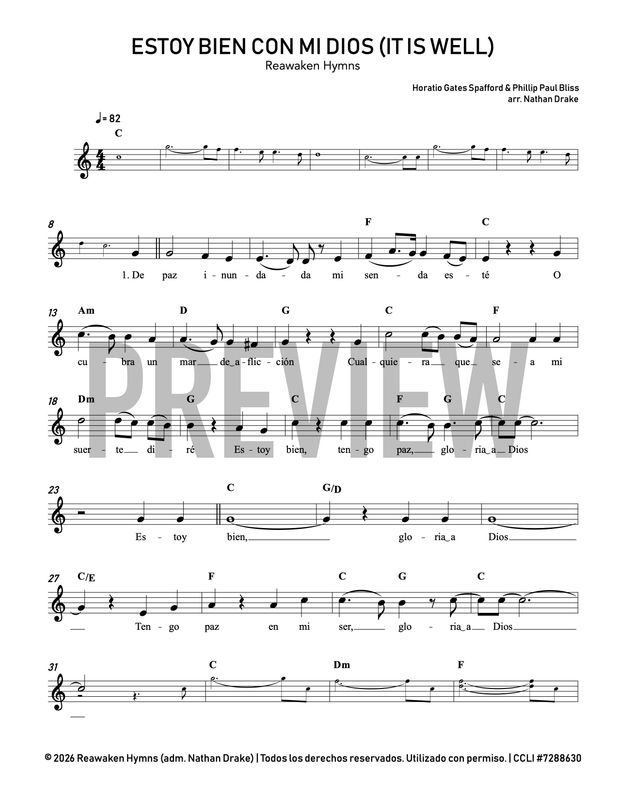 Estoy Bien Con Mi Dios (It Is Well) - Lead Sheet