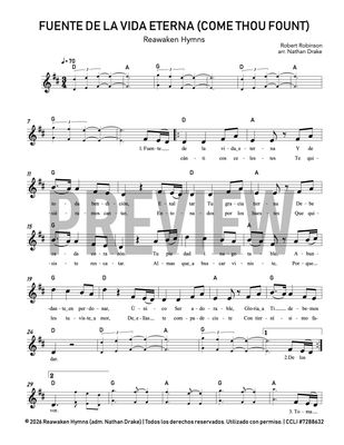 Fuente de la Vida Eterna (Come Thou Fount) - Lead Sheet