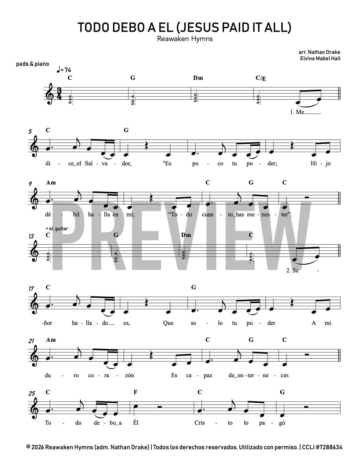 Todo Debo A Él (Jesus Paid It All) - Lead Sheet