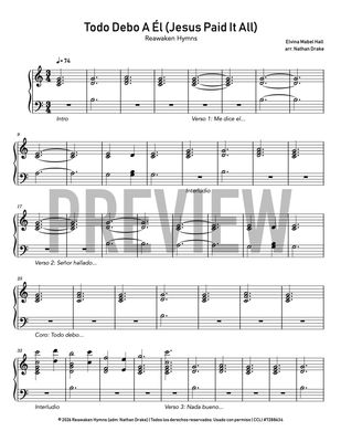 Todo Debo A Él (Jesus Paid It All) - Piano Sheet Music