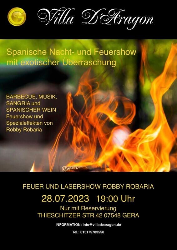 BARBECUE- SPANISCHE NACHT Freitag, 28.07.2023 um 19:00 Uhr
