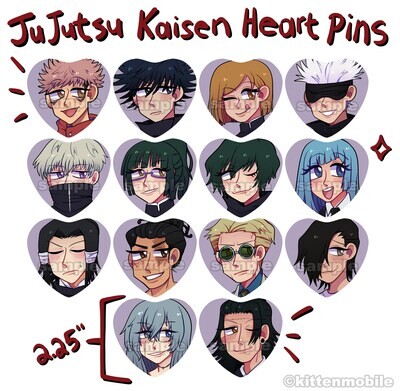 Jujutsu Kaisen 2.25" Heart Pins