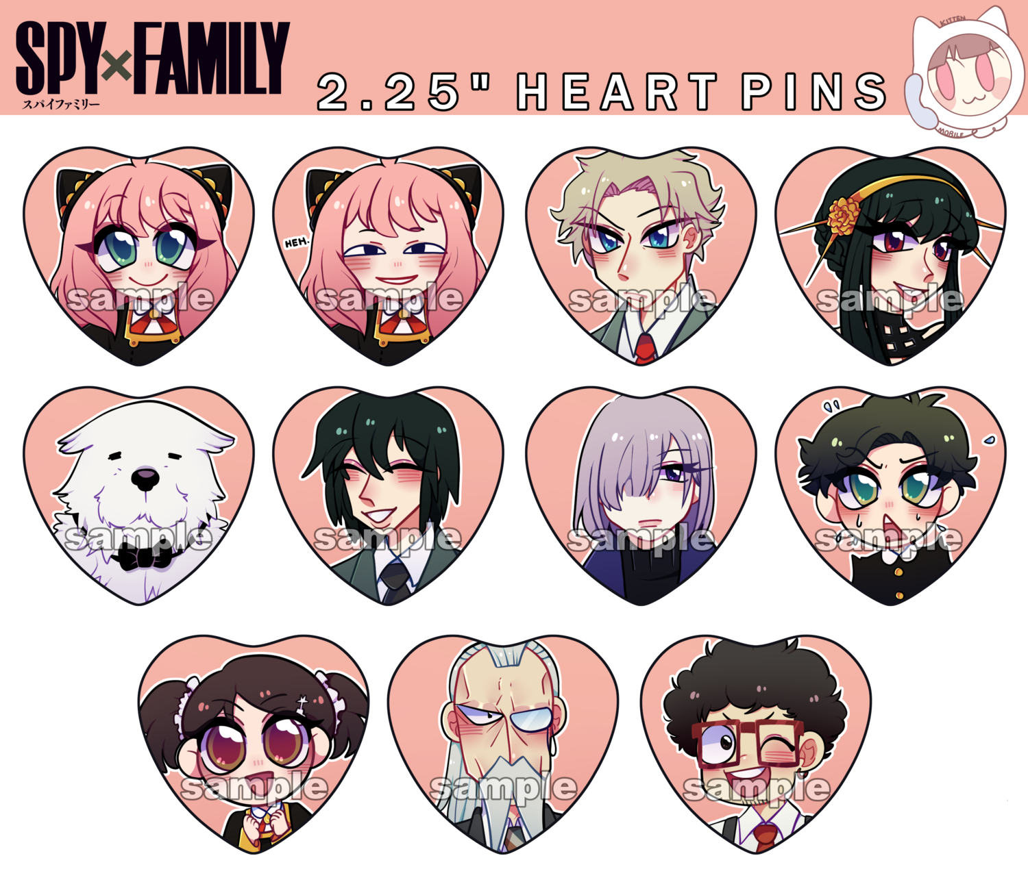 Spy x Family Heart pins