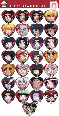 Demon Slayer Heart Pins