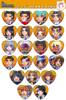 Ace Attorney Heart Pins