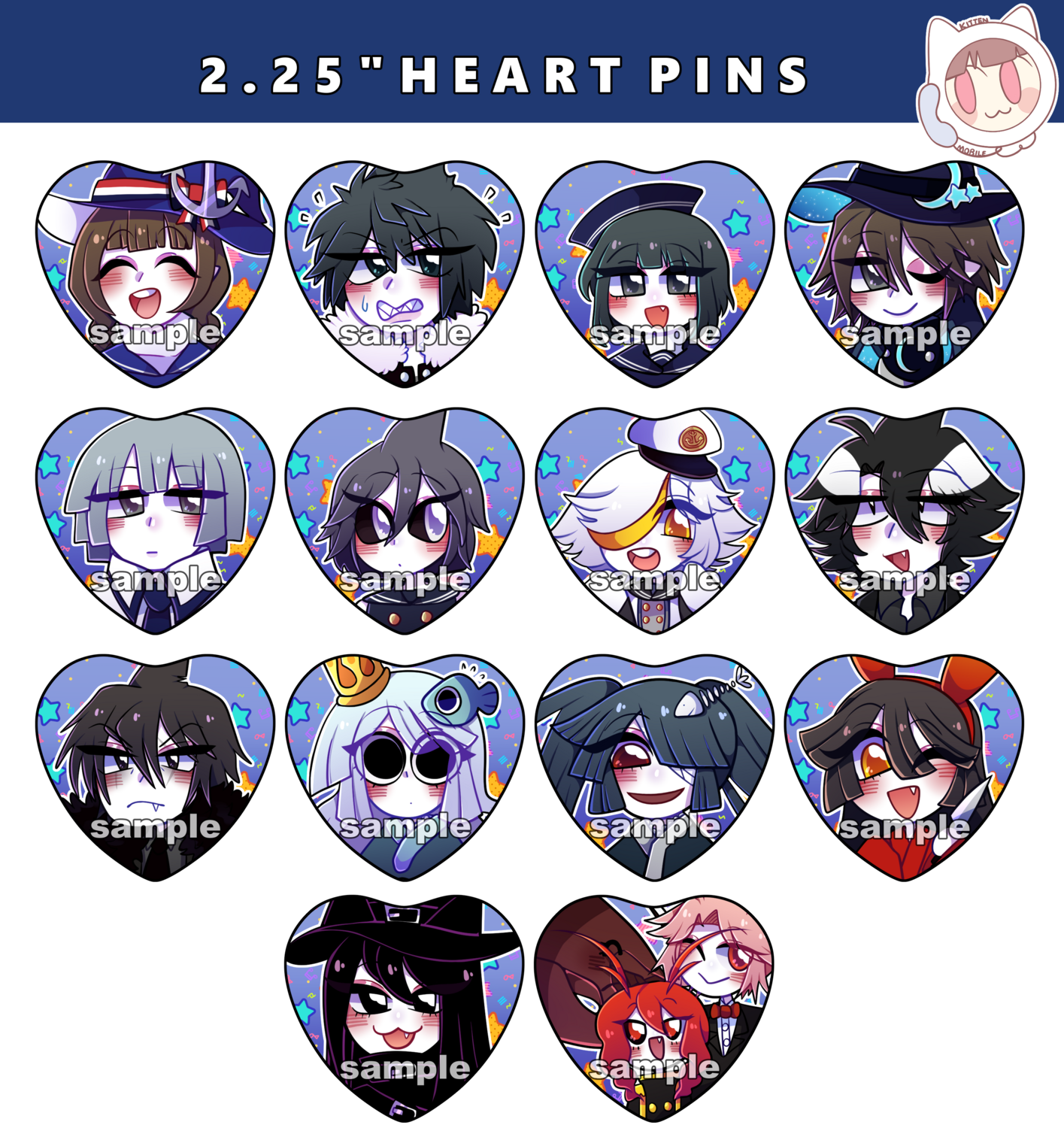 Wadanohara and the Great Blue Sea Heart pins