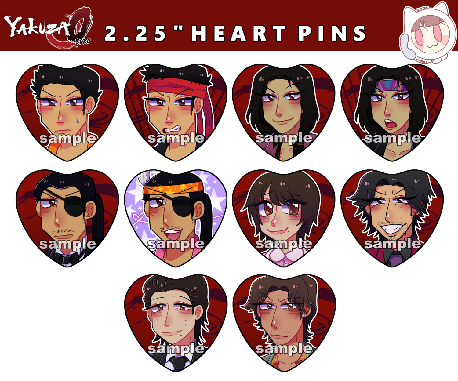 Yakuza 0 Heart Pins