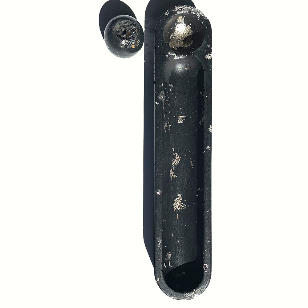 Black Cement Incense Burner Infused with Silver Leaf