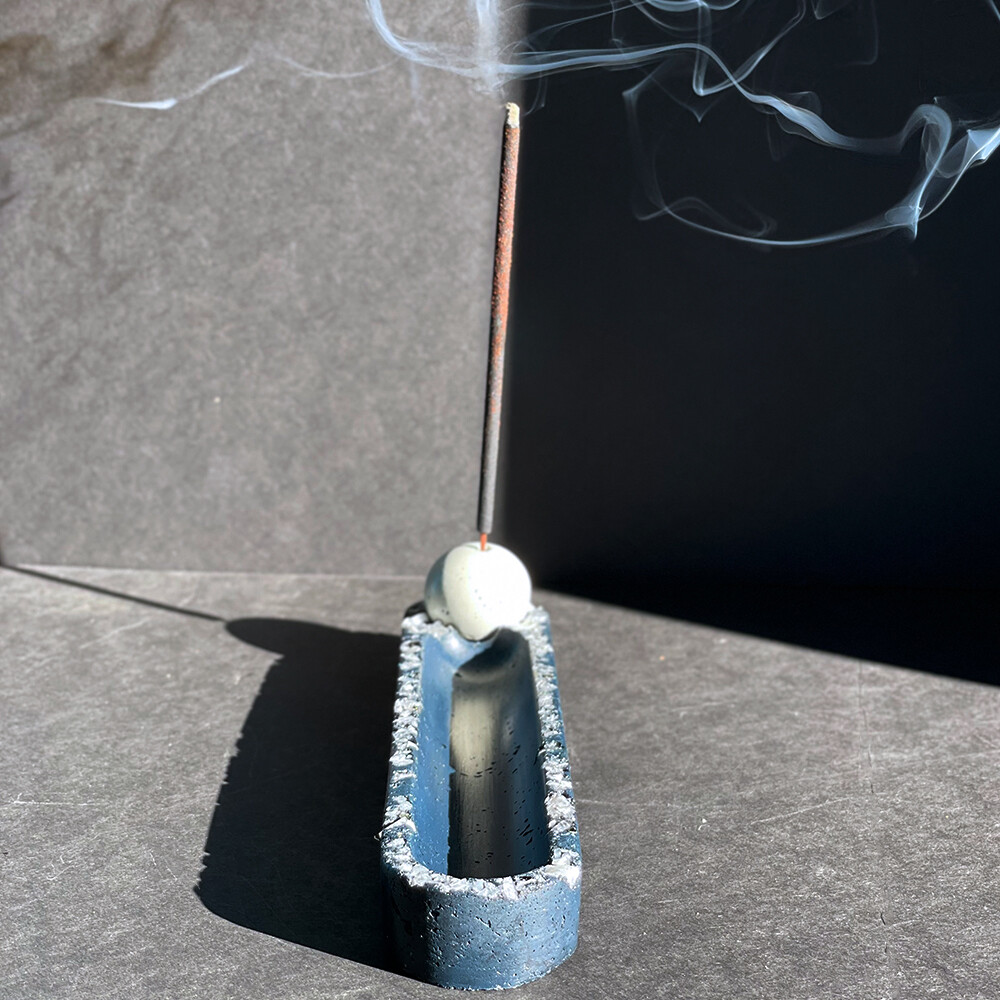 Blue Incense Burner Infused with Moonstone