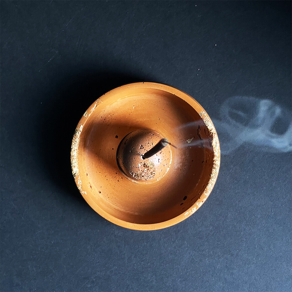 Orange Censer Bowl Infused with Gold Leaf