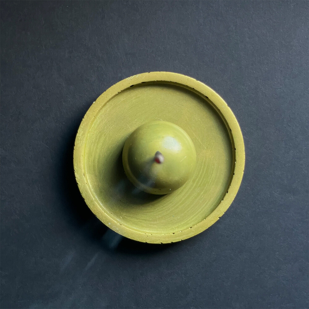 Green Incense Burner Infused with Gold Metallic Pigments