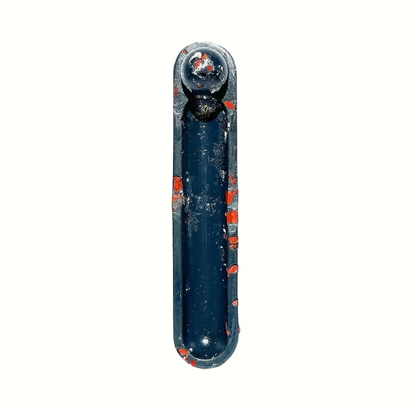 Blue Cement Incense Burner with Silver Leaf and Red Jasper