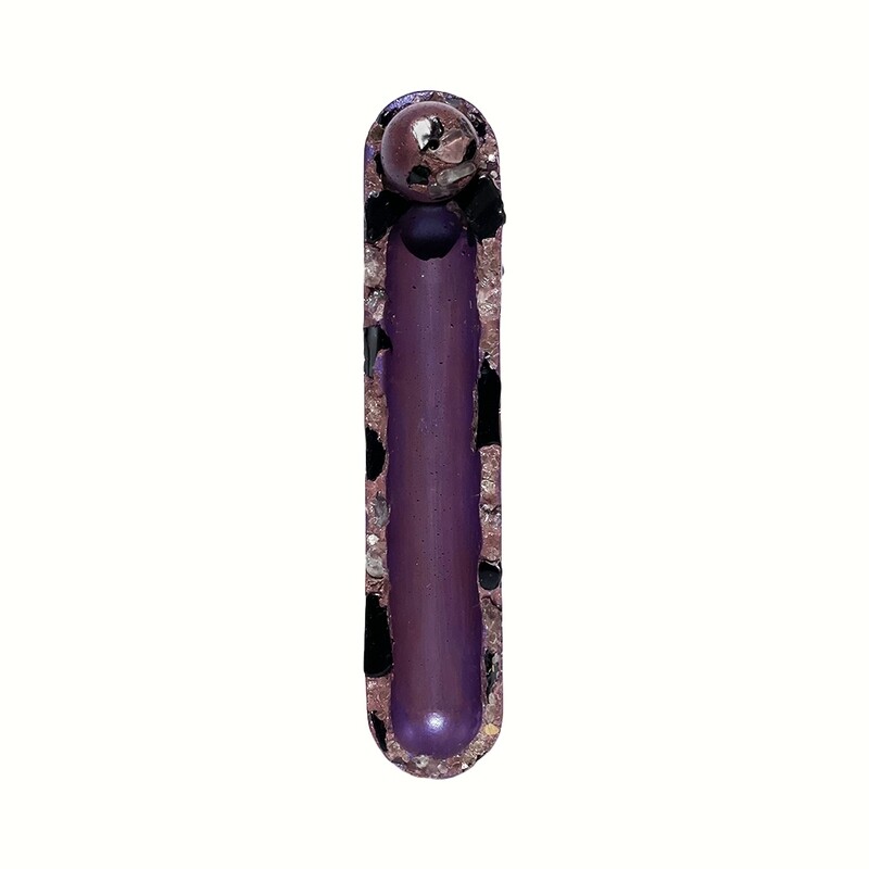 Purple Incense Burner with Obsidian, Clear Quartz Crystals and Silver Mica