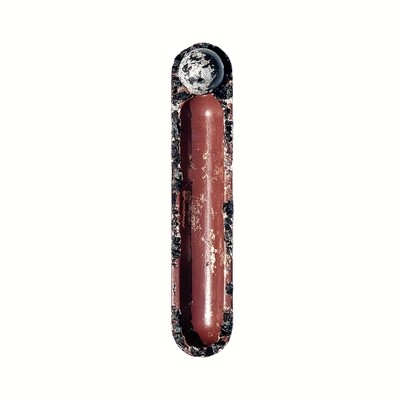 Maroon Incense Burner with Black Tourmaline and Silver Leaf