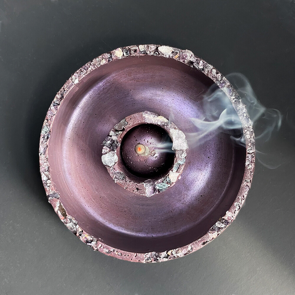 Purple Censer Bowl with Fluorite Crystals