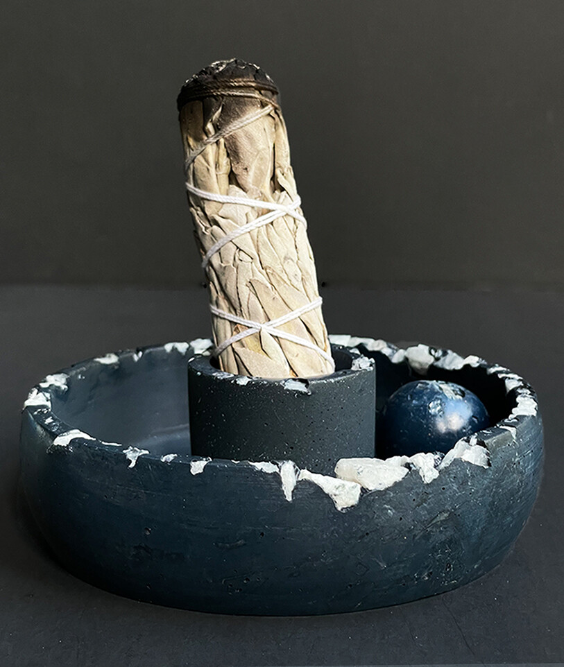 Blue Censer Bowl  Infused with Moonstone