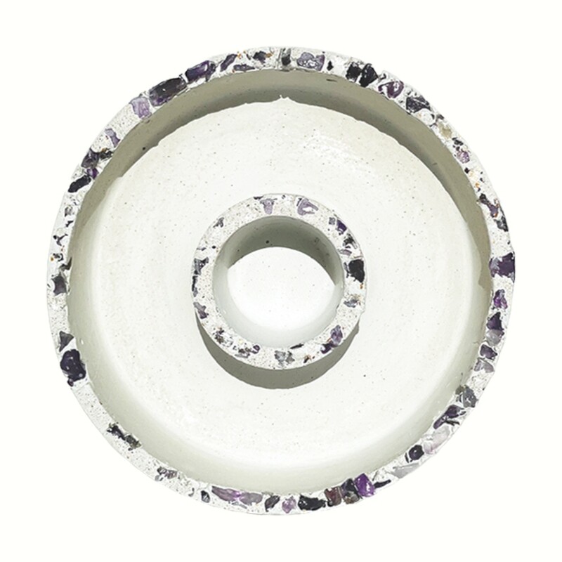 White Censer Bowl with Amethyst Crystals